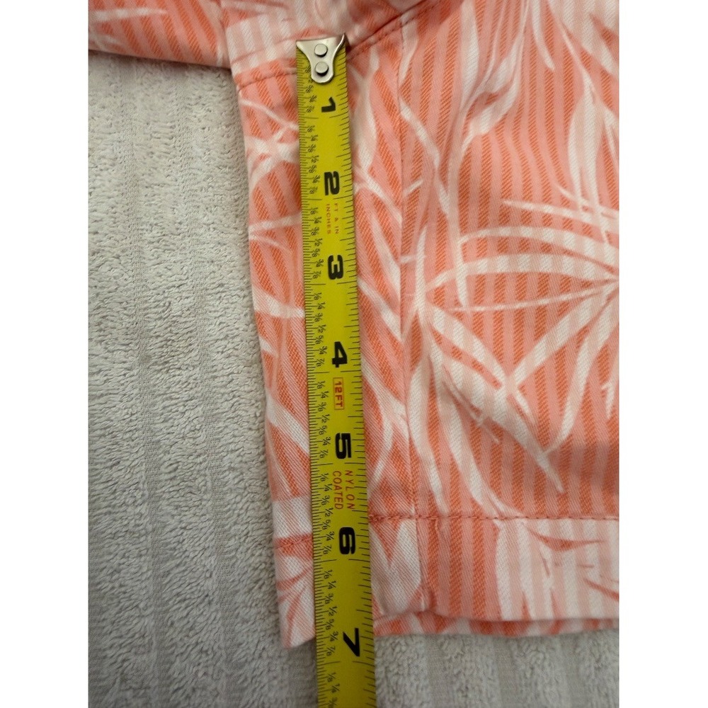 Lands End Womens Shorts Size 8 Coral Pink Tropical Leaf Print Mid Rise Cotton - Picture 13 of 15